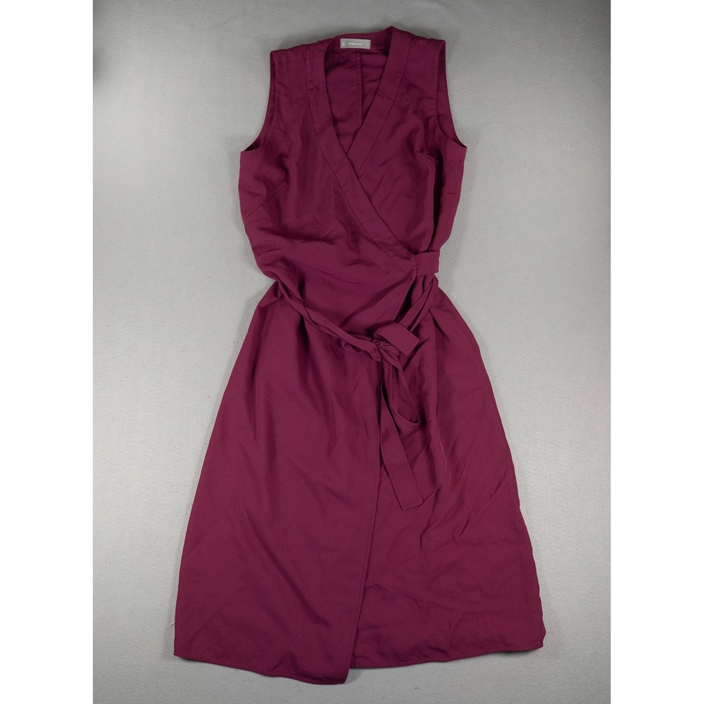 Everlane Womens Japanese GoWeave Sleeveless Wrap Dress Burgundy Size 8